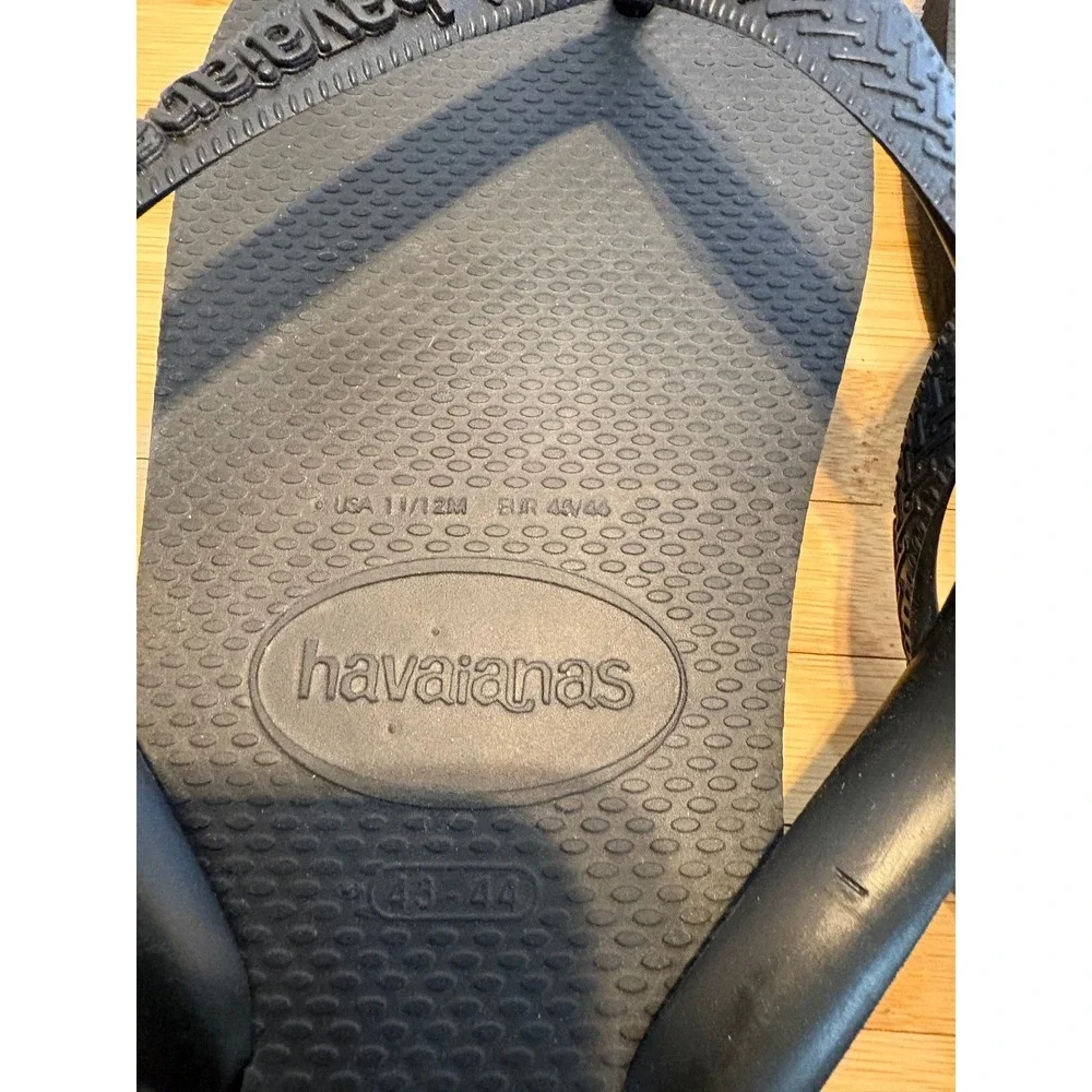Havaianas Top Mens Flip Flops Black Rubber Sandals USA 11/12M EUR 43/44